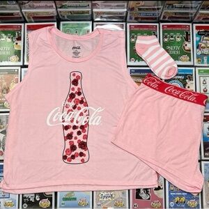 Coca-Cola Pink Sleepwear Set with Striped Socks